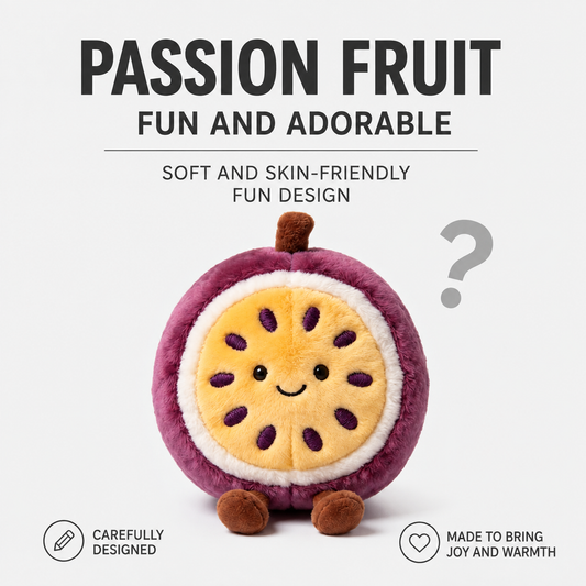 Passion Fruit Plush Toy, Cute Stuffed Fruit Character, side view