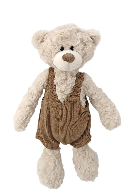 Overalls, elephant plush toy, teddy bear, cute plush toy for sleeping, comforting teddy bear, side view