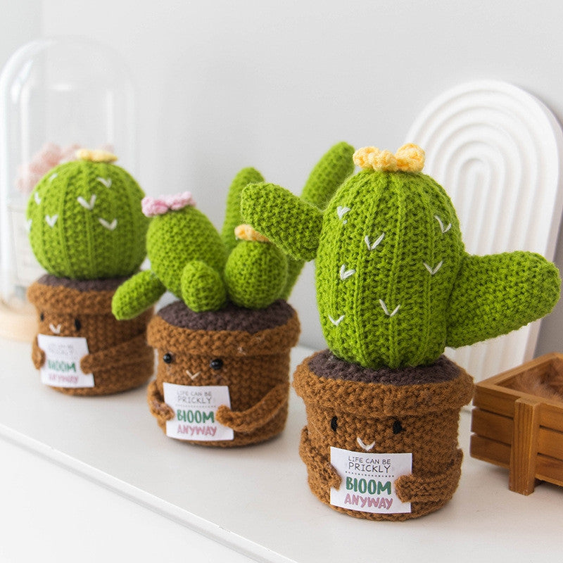 Crochet Cactus Plant Desk Decoration, shown with the full range