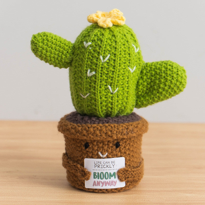 Crochet Cactus Plant Desk Decoration, close-up detail