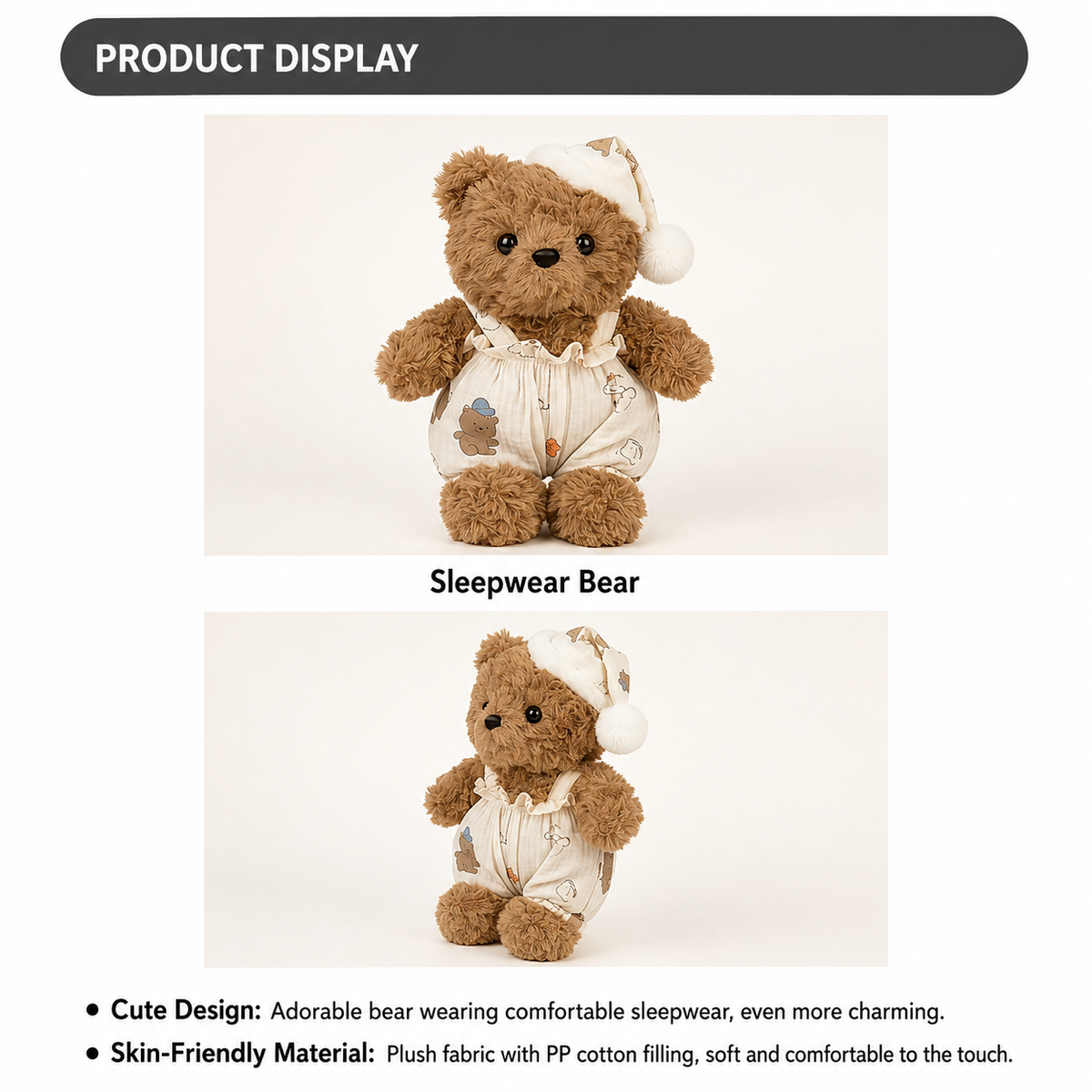 Sleepwear Bear Plush Toy, Cute Teddy in Pyjamas, shown with the full range