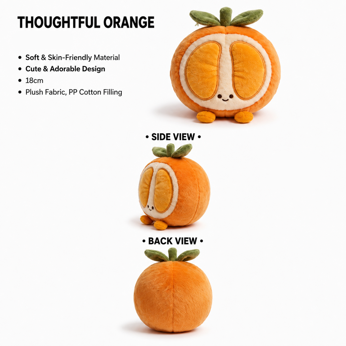 Orange Plush Toy, Cute Stuffed Fruit Character, styled in a nursery setting