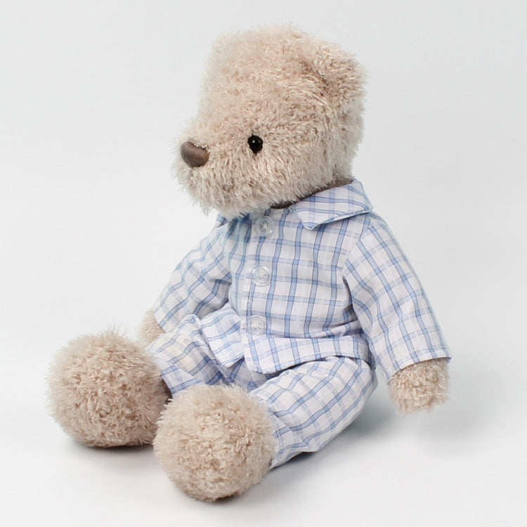 Dressed Teddy Bear, 30cm Curly Plush Bear, side view