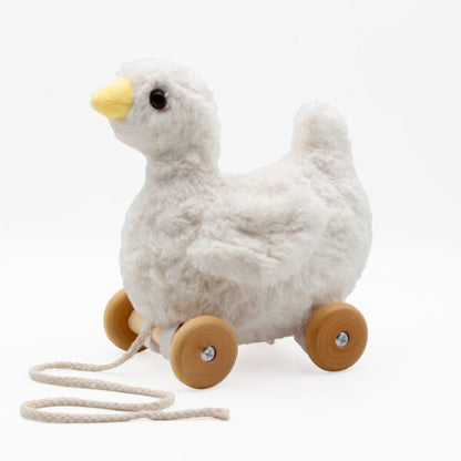 Duck Pull Along Toy — Soft Plush with Removable Wooden Wheels | 12 Months+