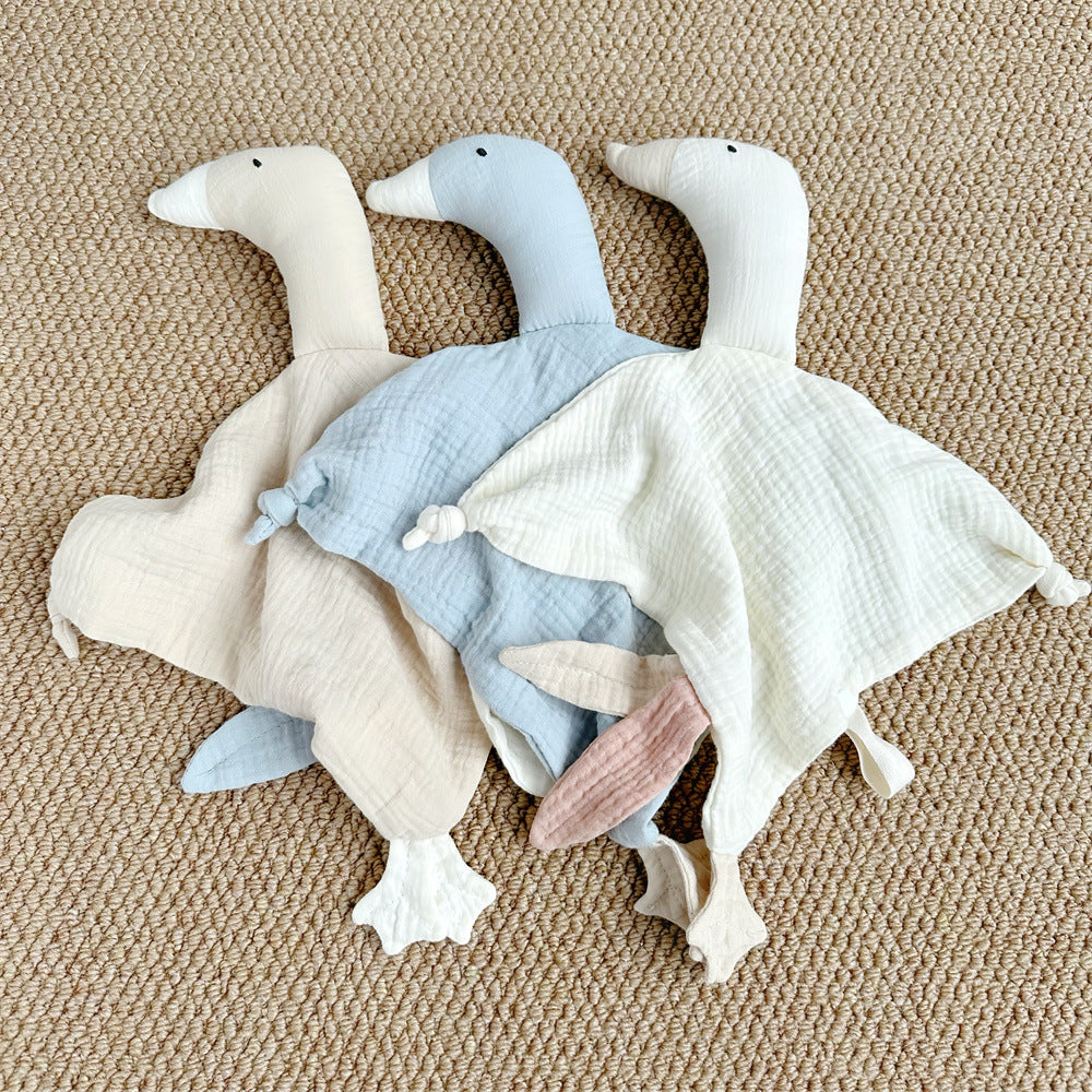 Goose Muslin Baby Comforter, 30cm with Teether Loop, shown with the full range
