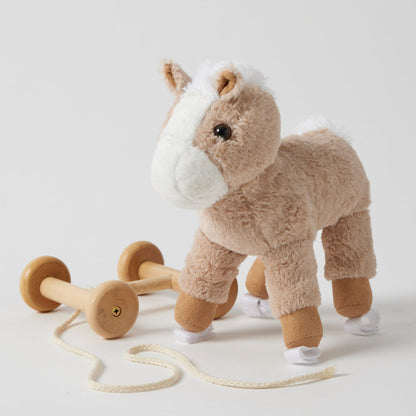 Horse Pull Along Toy — Soft Plush with Removable Wooden Wheels | 12 Months+
