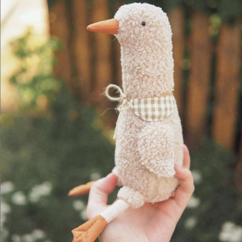 Goose Plush Toy, Soft Stuffed Animal Doll with Scarf, 43 cm, held in hand for scale