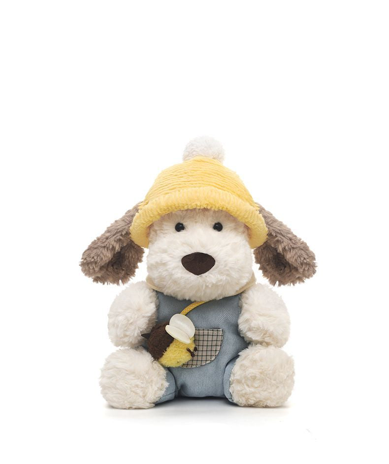 Puppy Plush Toy, Cute Dressed Dog Stuffed Animal (Sitting or Long Style), front view