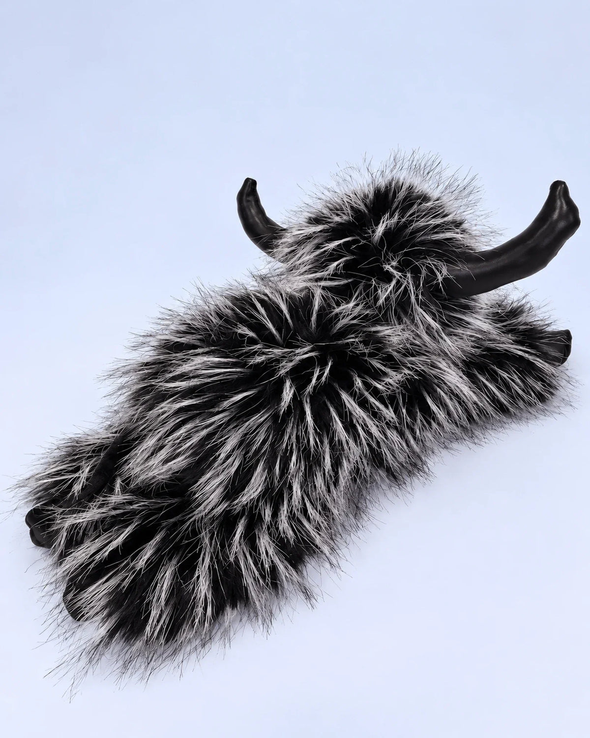 Smoky Black Highland cow plush toy 40cm, back view