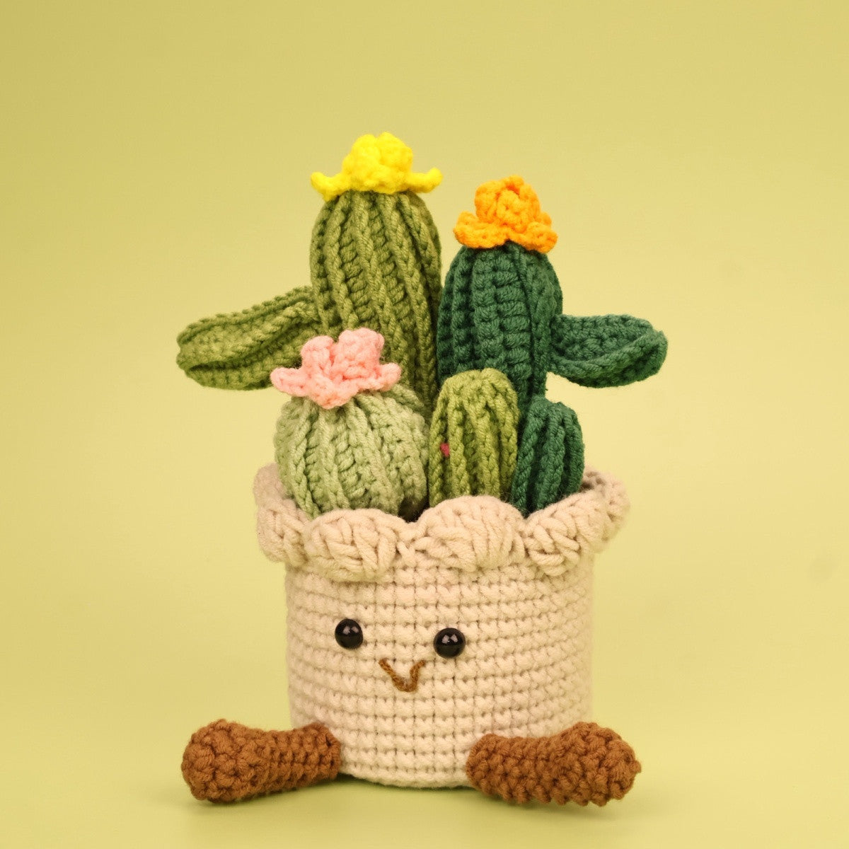 Crochet Cactus Plant, Cute Desk Decoration, front view