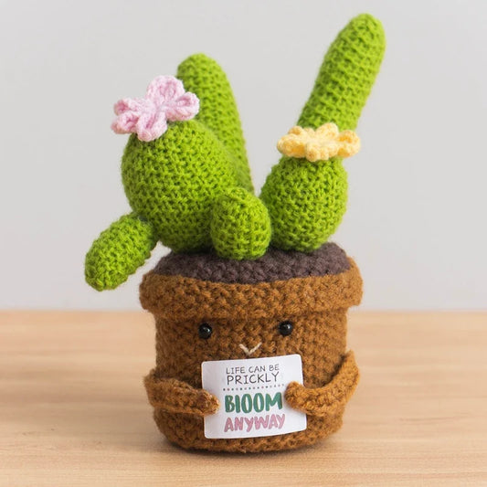 Crochet Cactus Plant Desk Decoration, side view