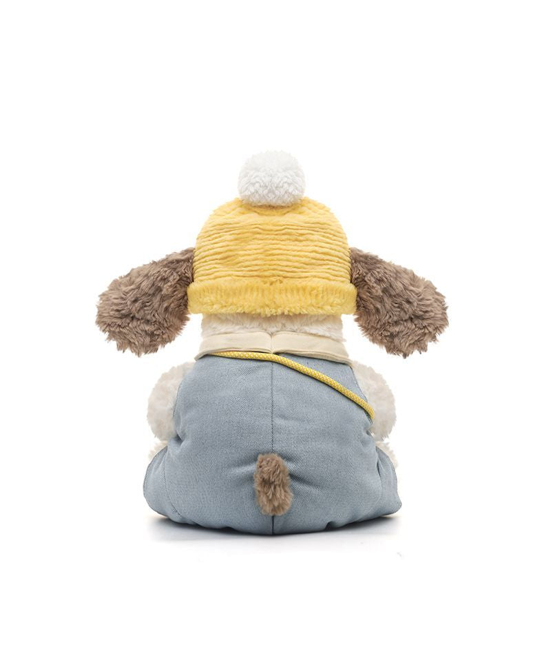Puppy Plush Toy, Cute Dressed Dog Stuffed Animal (Sitting or Long Style), close-up detail