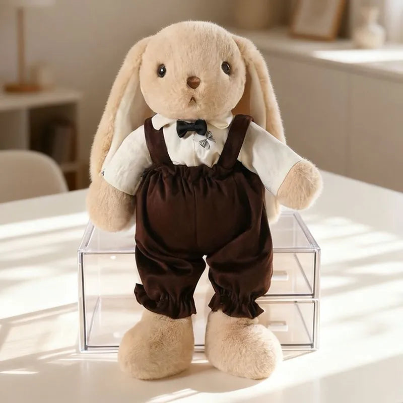 Dressed Rabbit Doll, Six Characters, 30 cm and 45 cm, Ages 6+, held in hand for scale