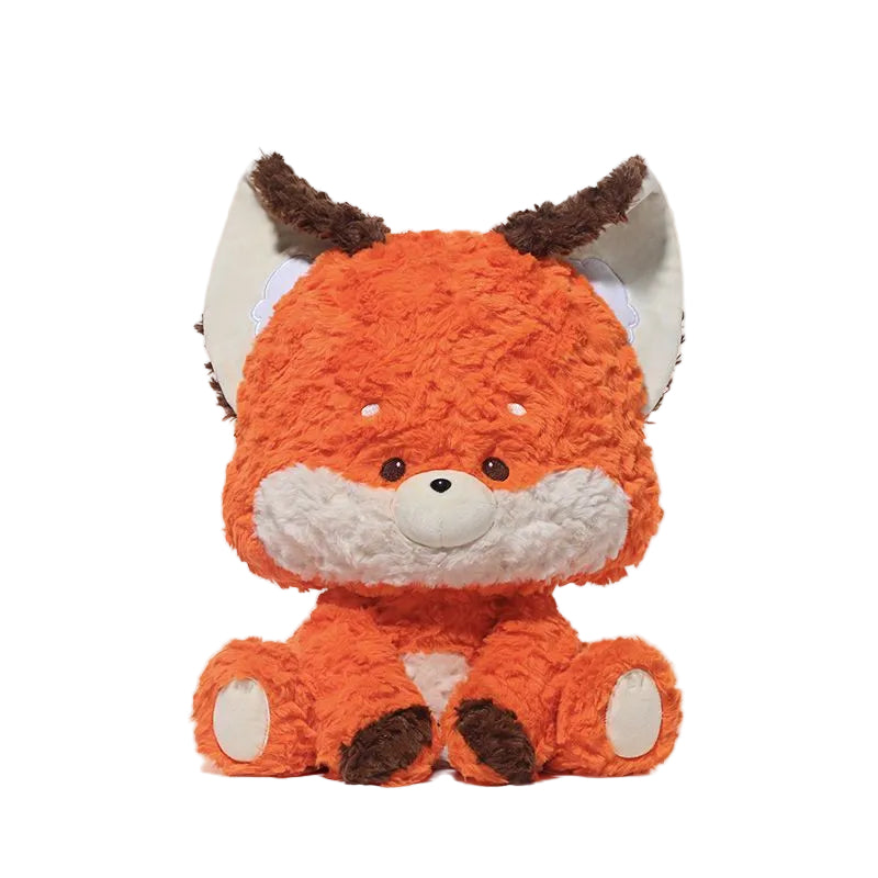 Fox Plush Toy with Oversized Head, Soft Stuffed Sitting Fox Doll, 38 cm, front view