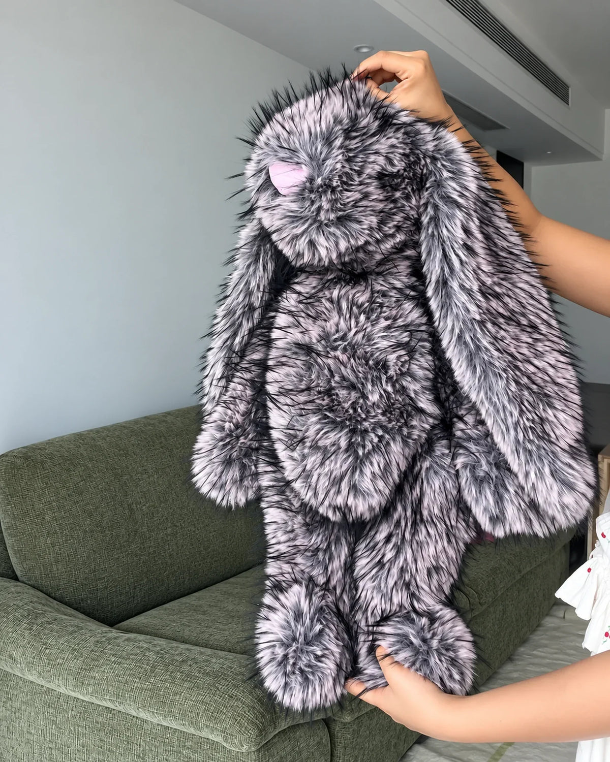 Frosted Lilac giant bunny plush toy 70cm, being held