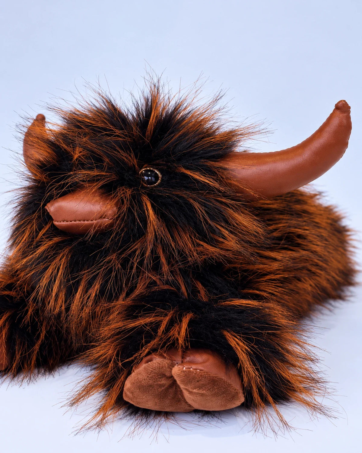 Rustic Brown Highland cow plush toy 40cm, detail view