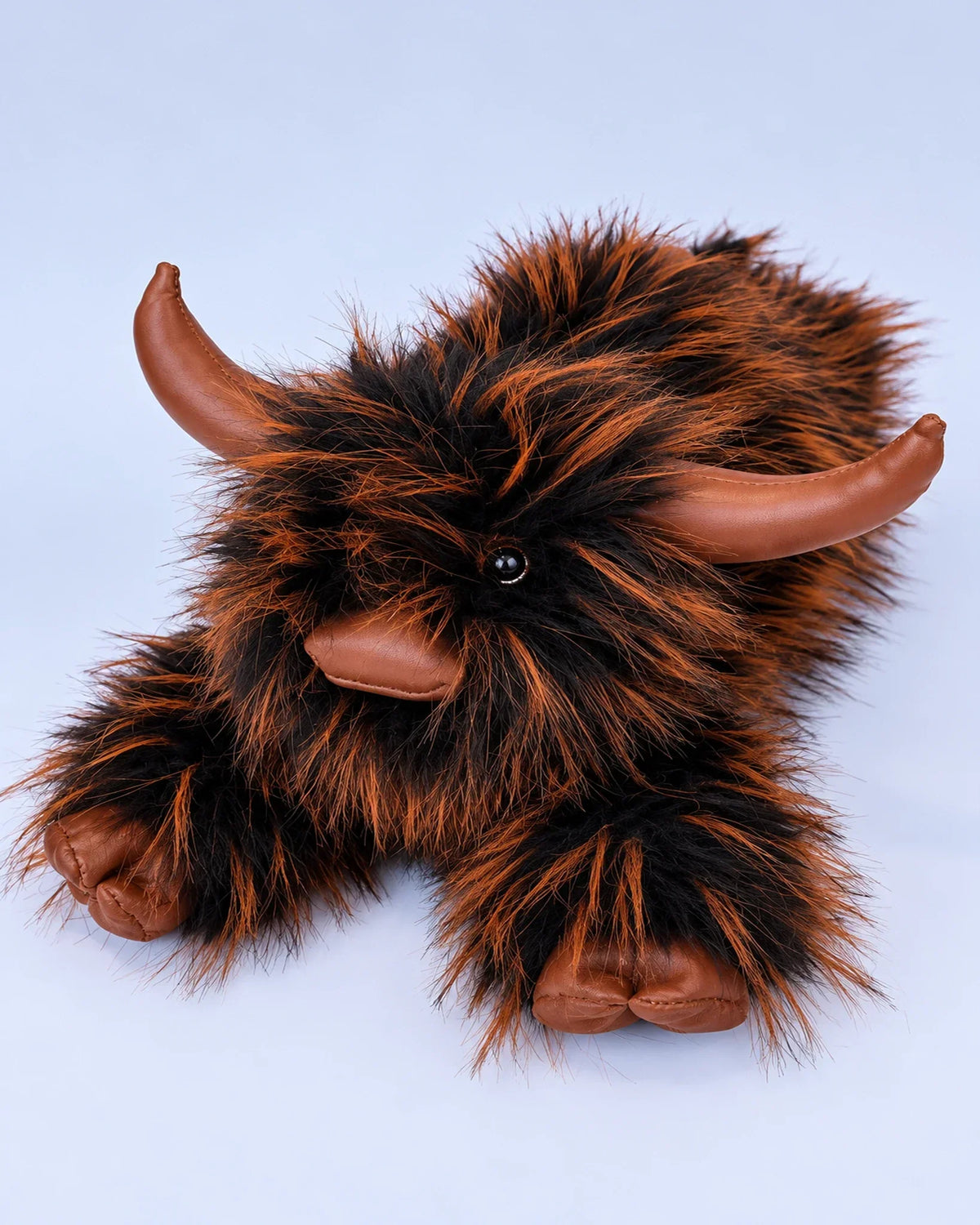 Rustic Brown Highland cow plush toy 40cm, three-quarter view