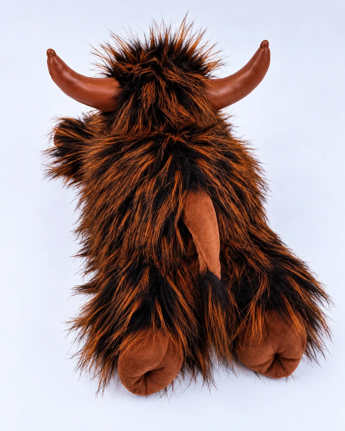 Rustic Brown Highland cow plush toy 40cm, back view