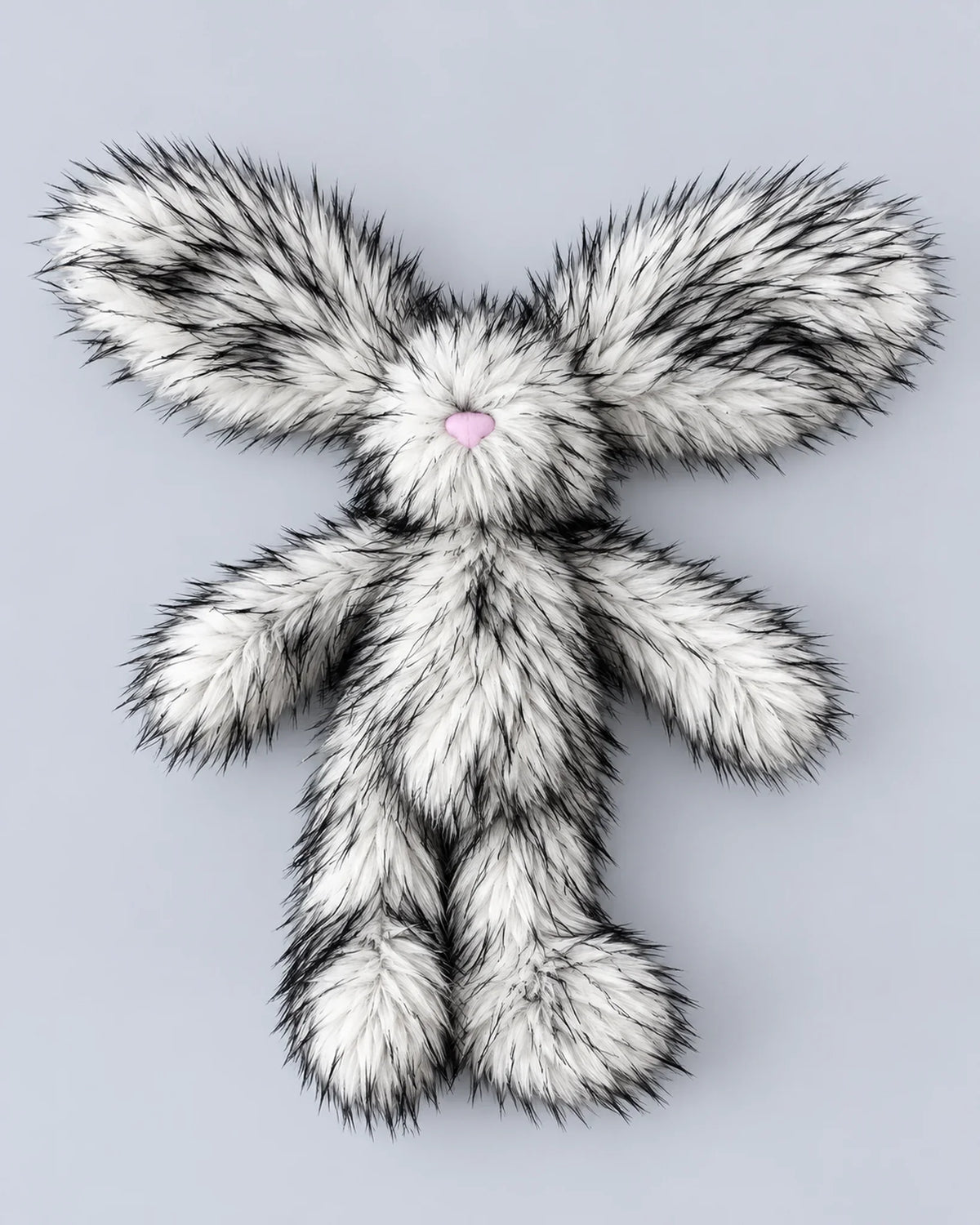 Arctic White faux fur bunny plush toy 45cm, studio photo