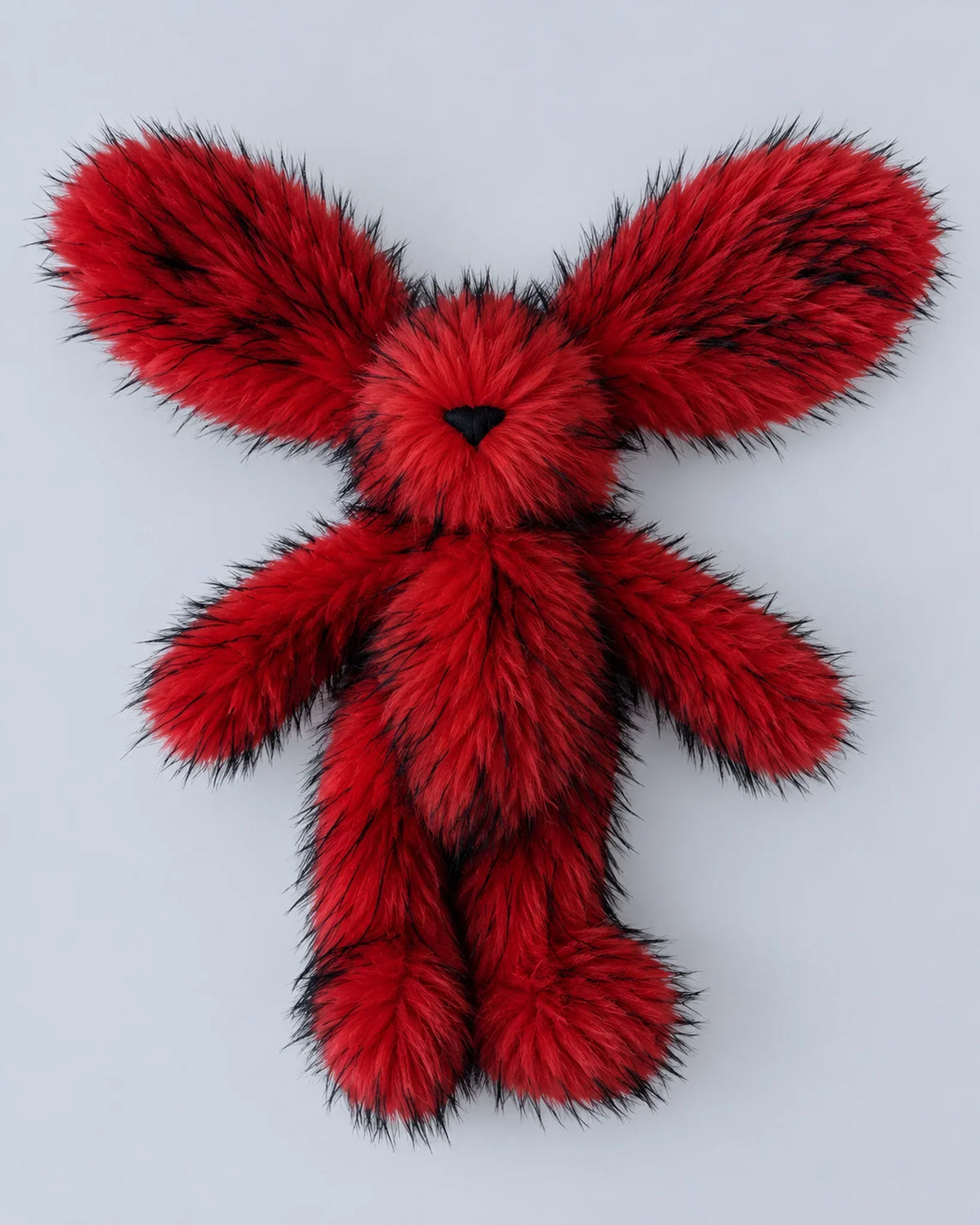 Cherry Red faux fur bunny plush toy 45cm, studio photo