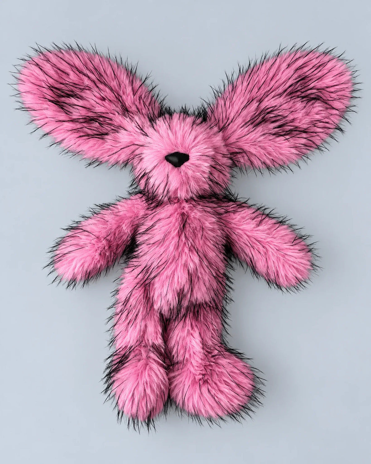 Rose Pink faux fur bunny plush toy 45cm, studio photo
