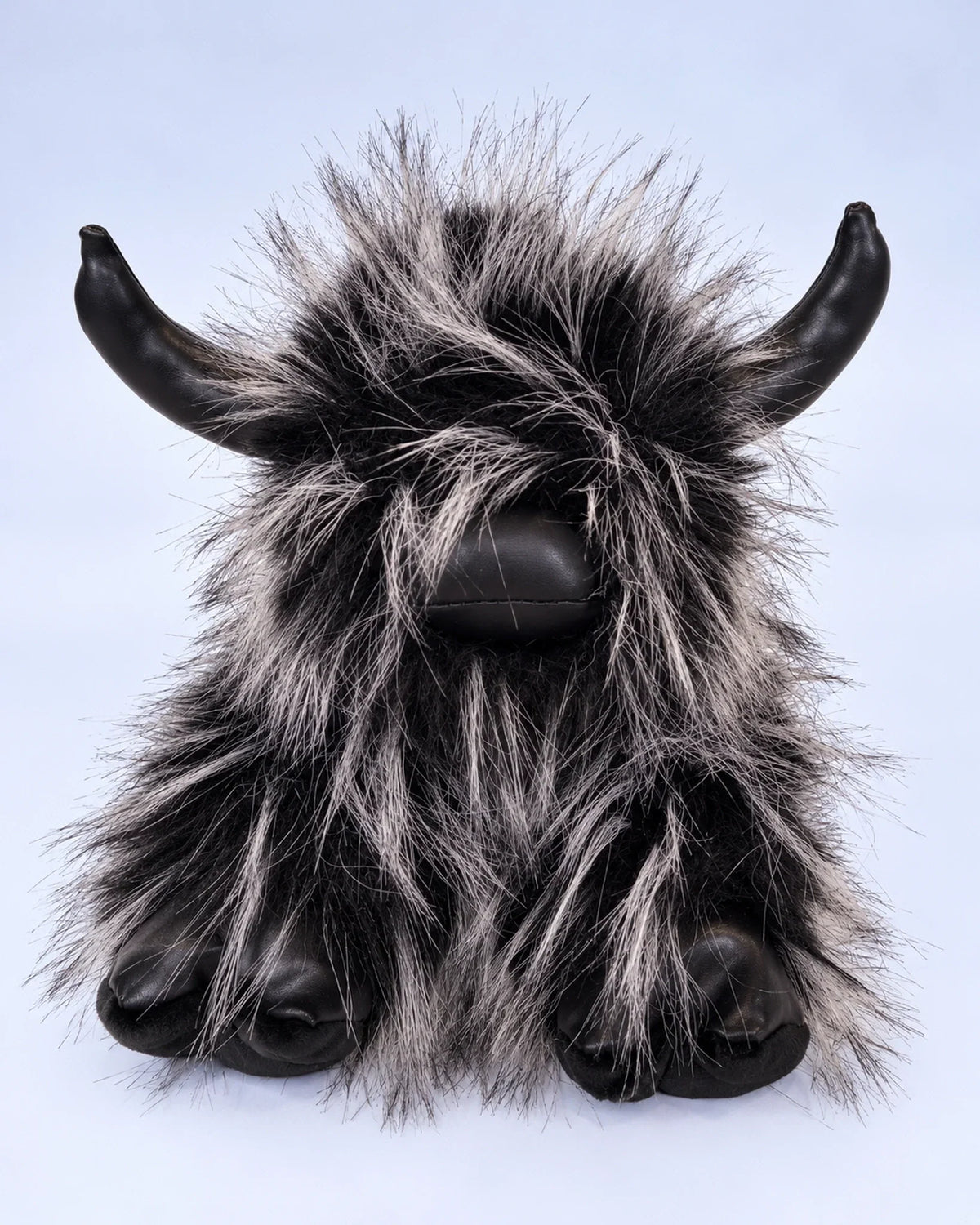 Smoky Black Highland cow plush toy 40cm, front view