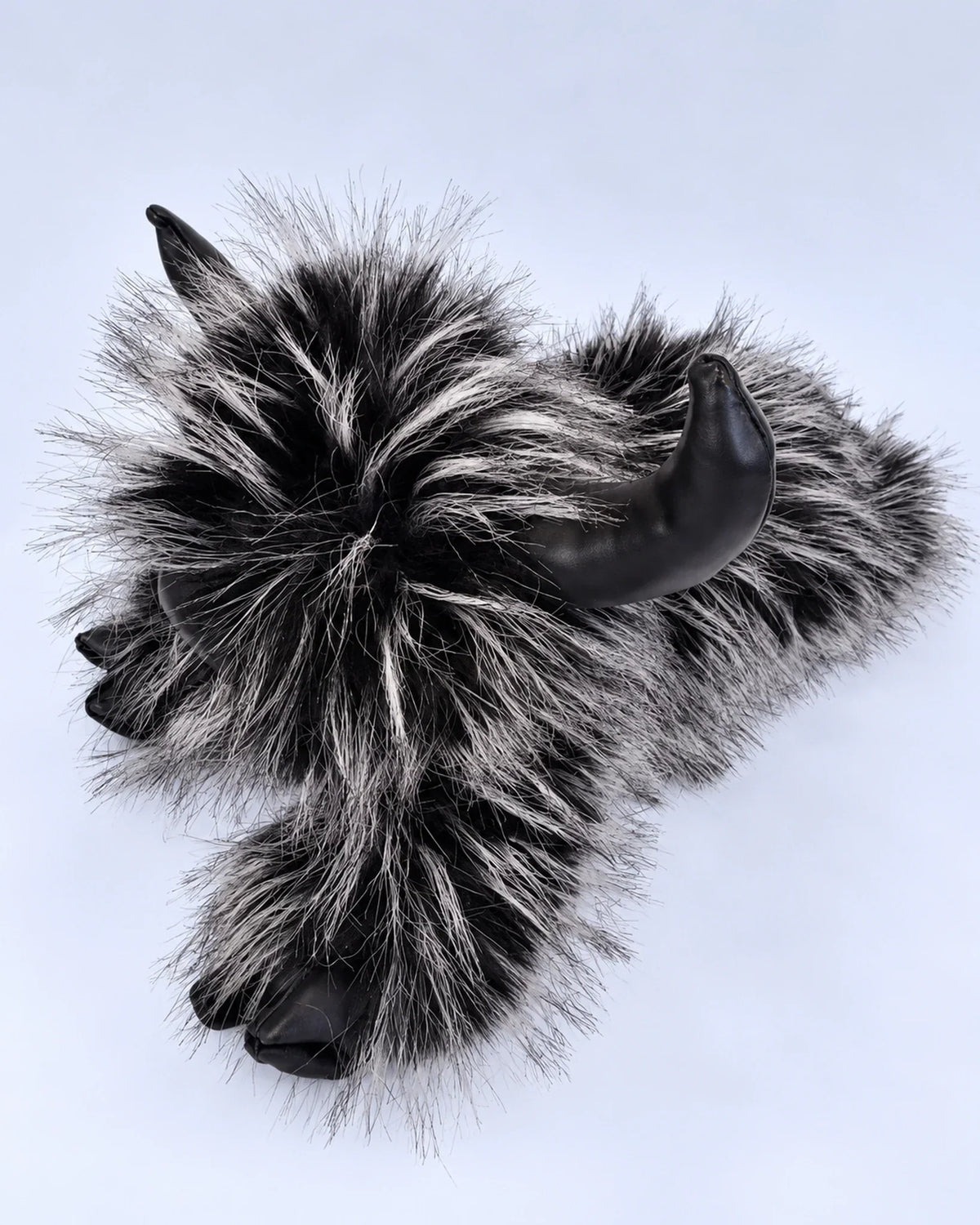 Smoky Black Highland cow plush toy 40cm, top view