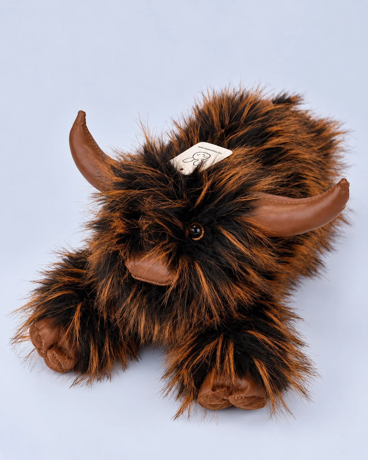 Rustic Brown Highland cow plush toy 40cm, studio photo