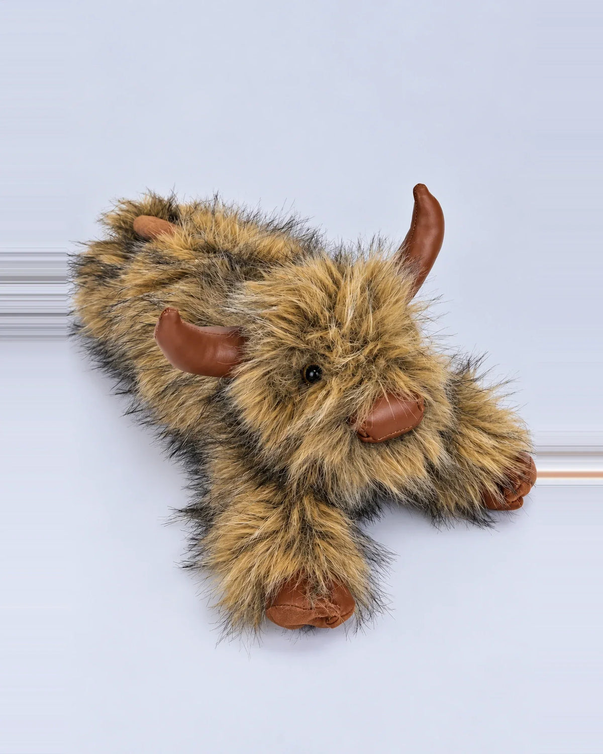 Golden Tan Highland cow plush toy 40cm, studio photo