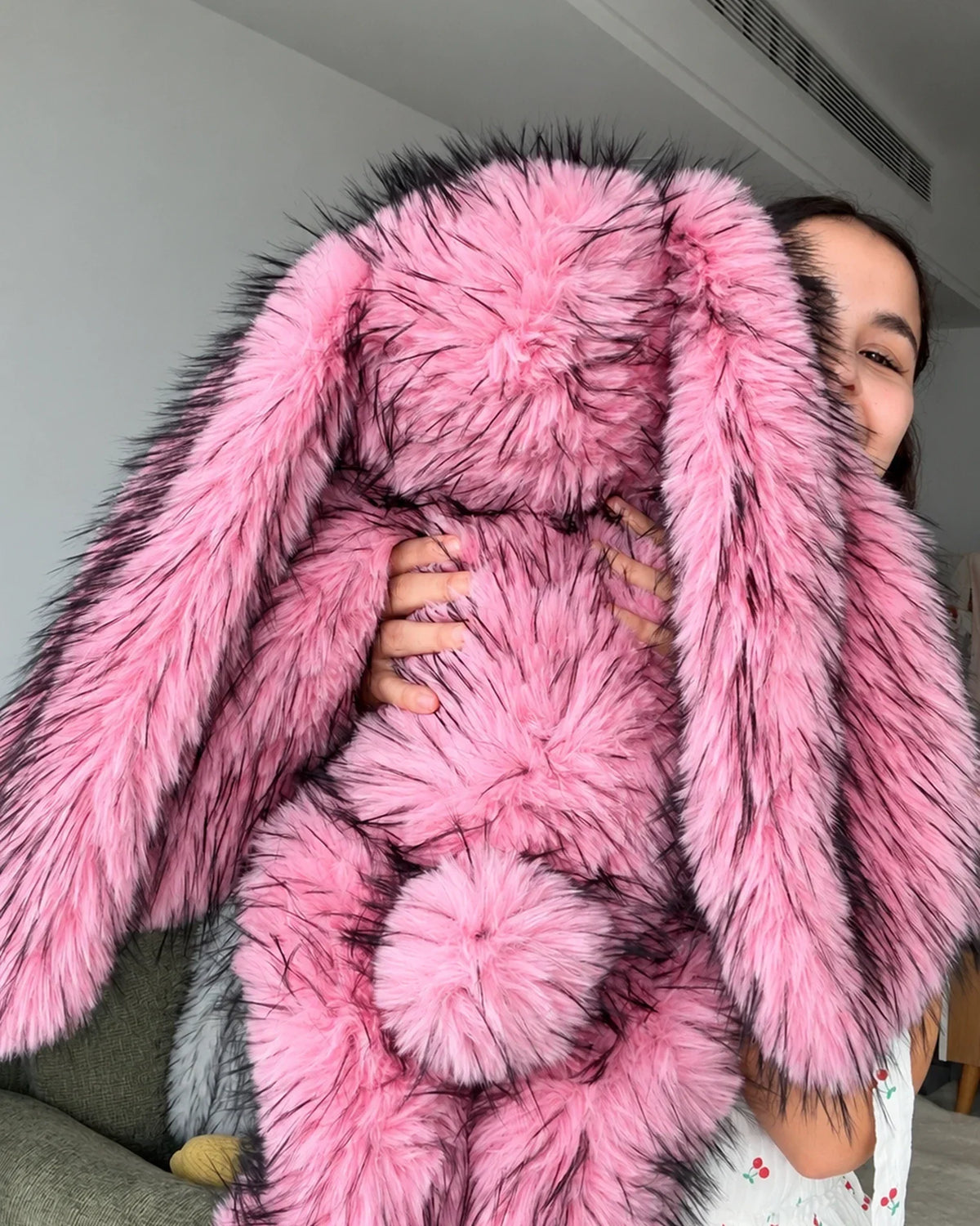 Rose Pink giant bunny plush toy 70cm, close-up