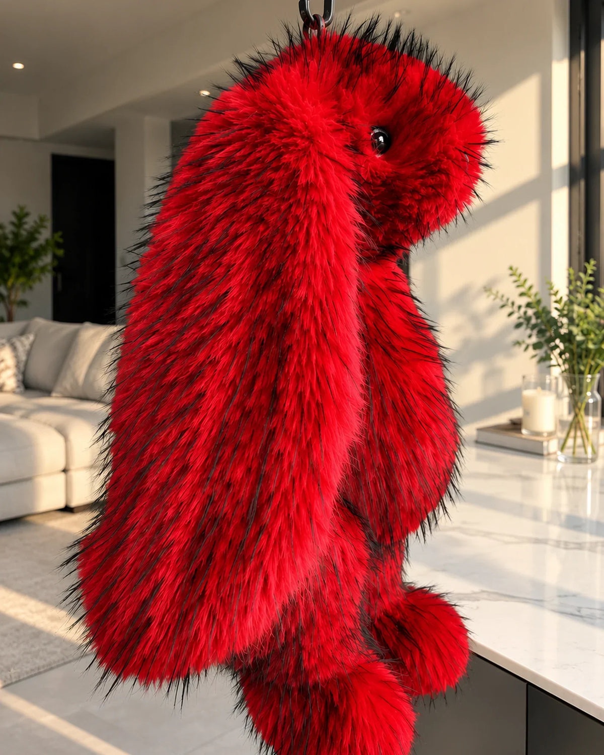 Cherry Red giant bunny plush toy 70cm, hanging view