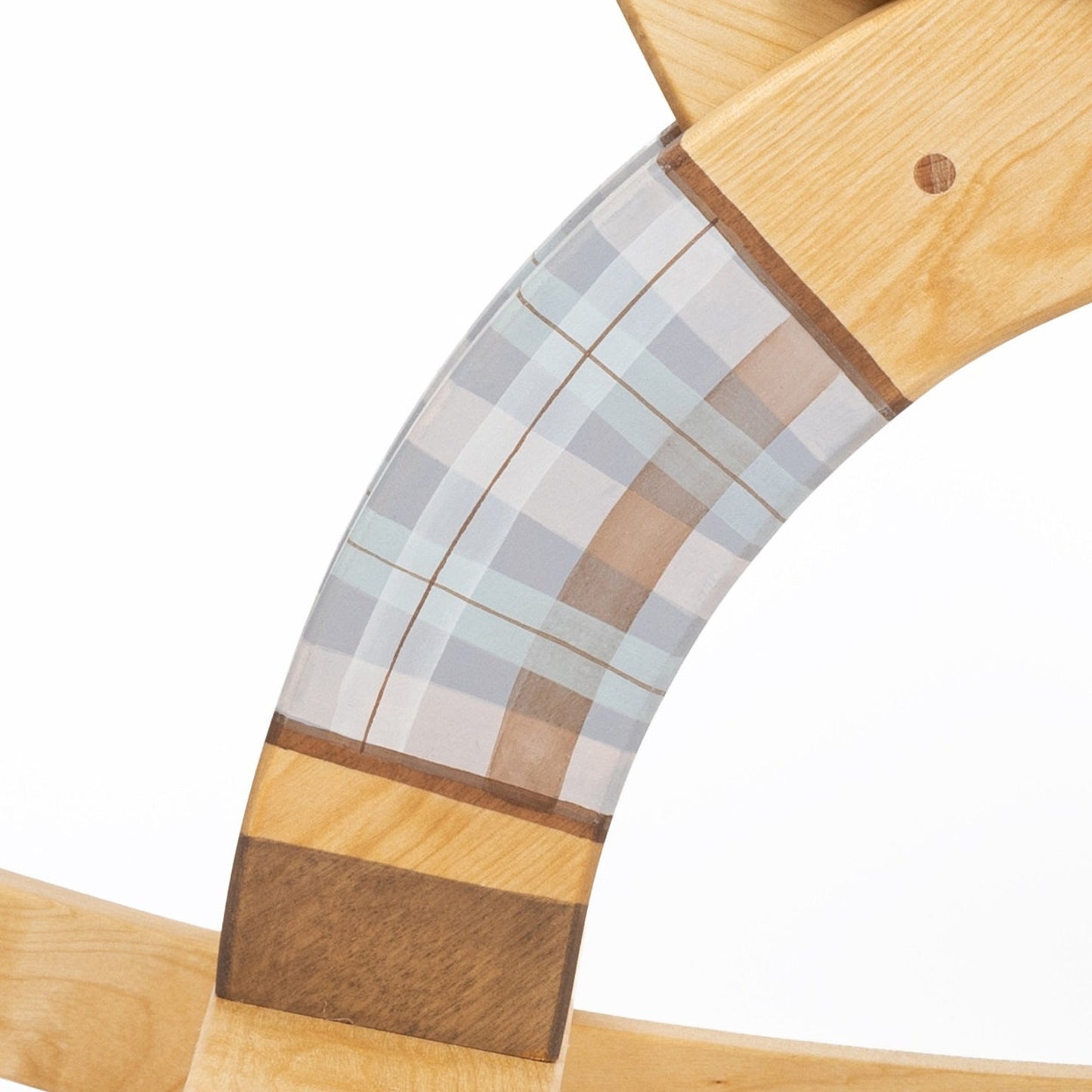 Wooden Rocking Horse — Plaid Blue