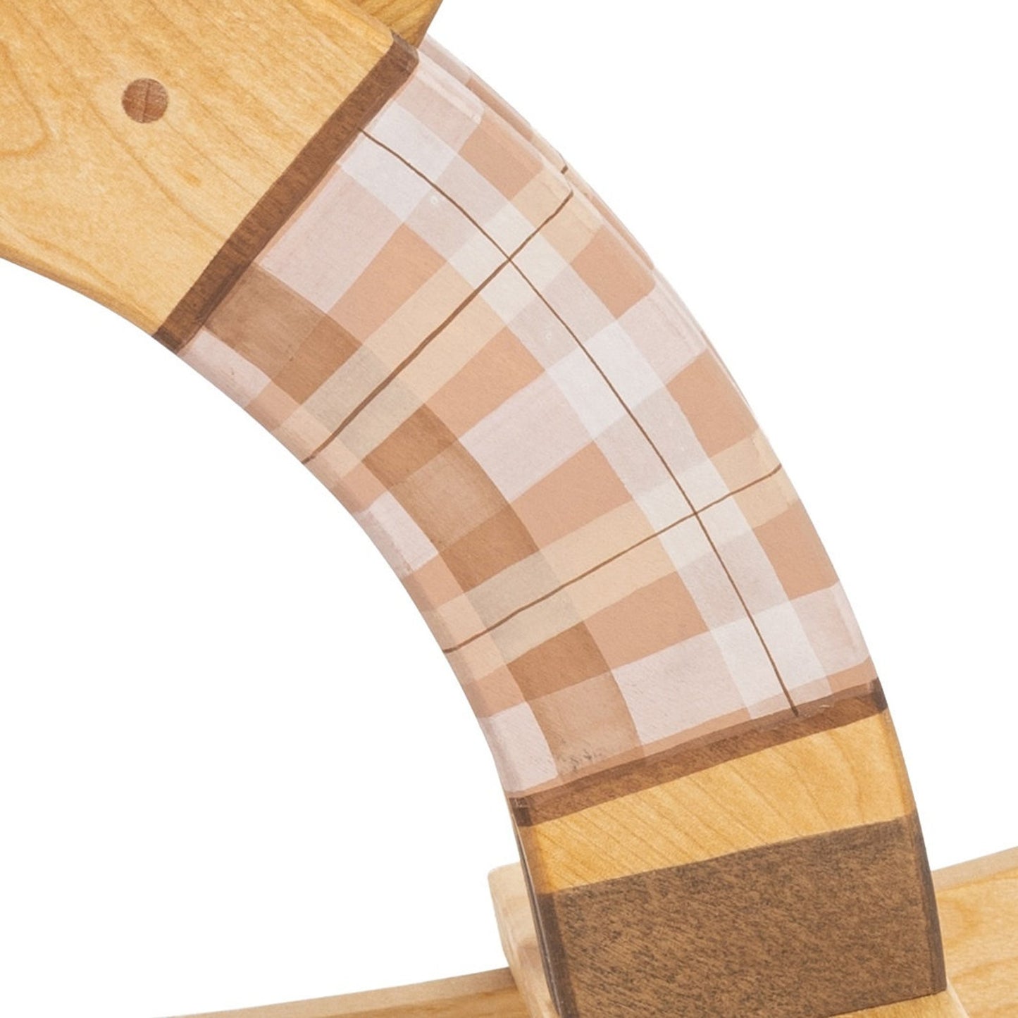 Wooden Rocking Horse — Plaid Pink